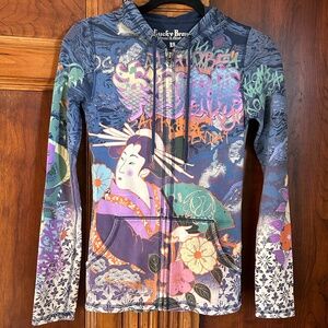 Lucky Brand Sweatshirt Hoodie Asian Geisha Year of the Dragon 2000 Y2K, Size XS